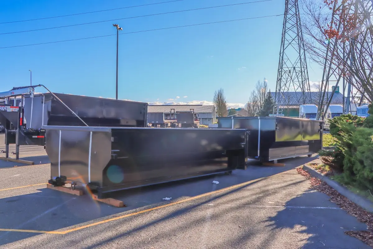 Roll-off dumpster ready for waste disposal at job site for 10 Yard Dumpster Rental in Fairport